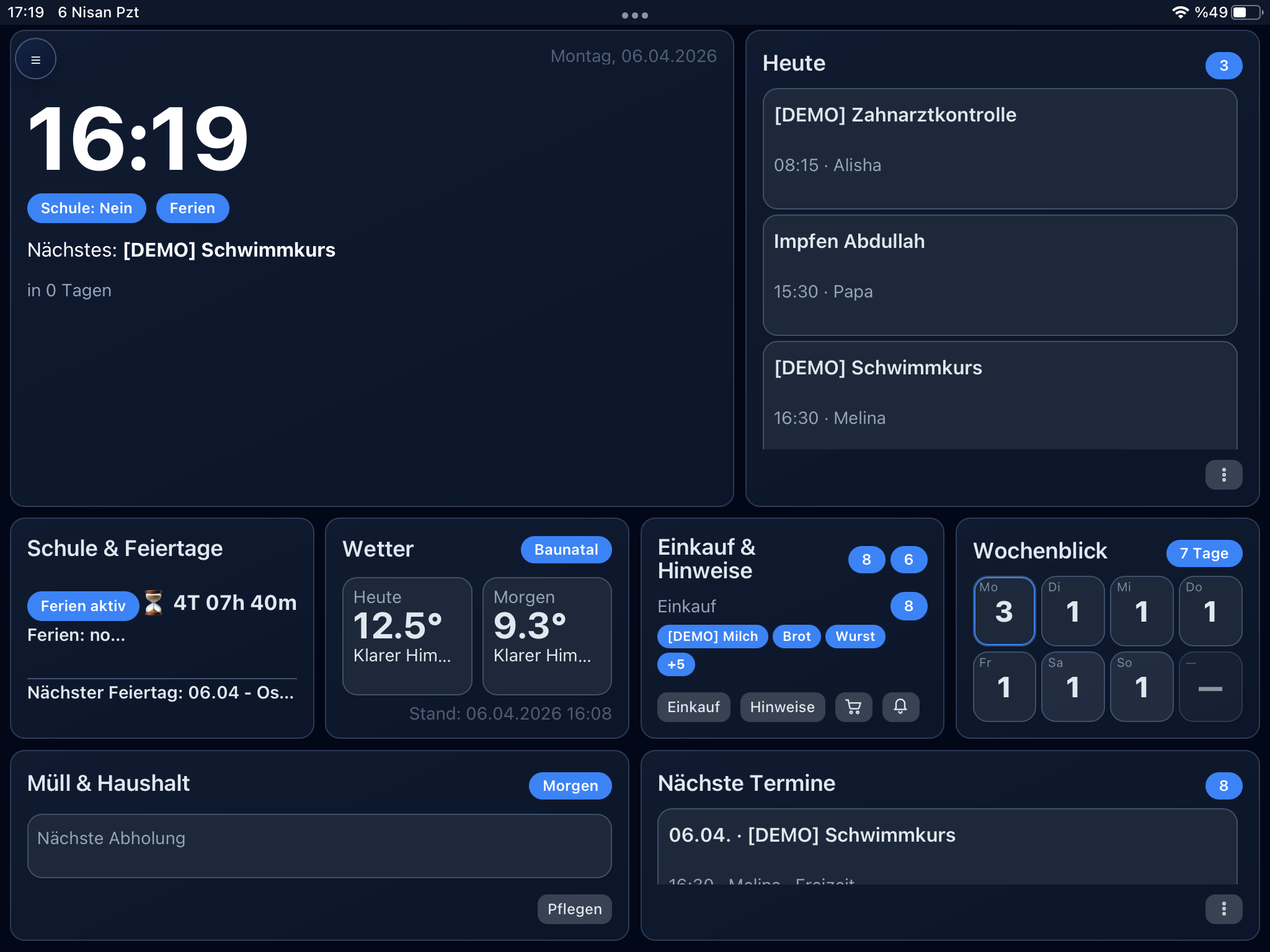 Panel design: Focus (Dark)